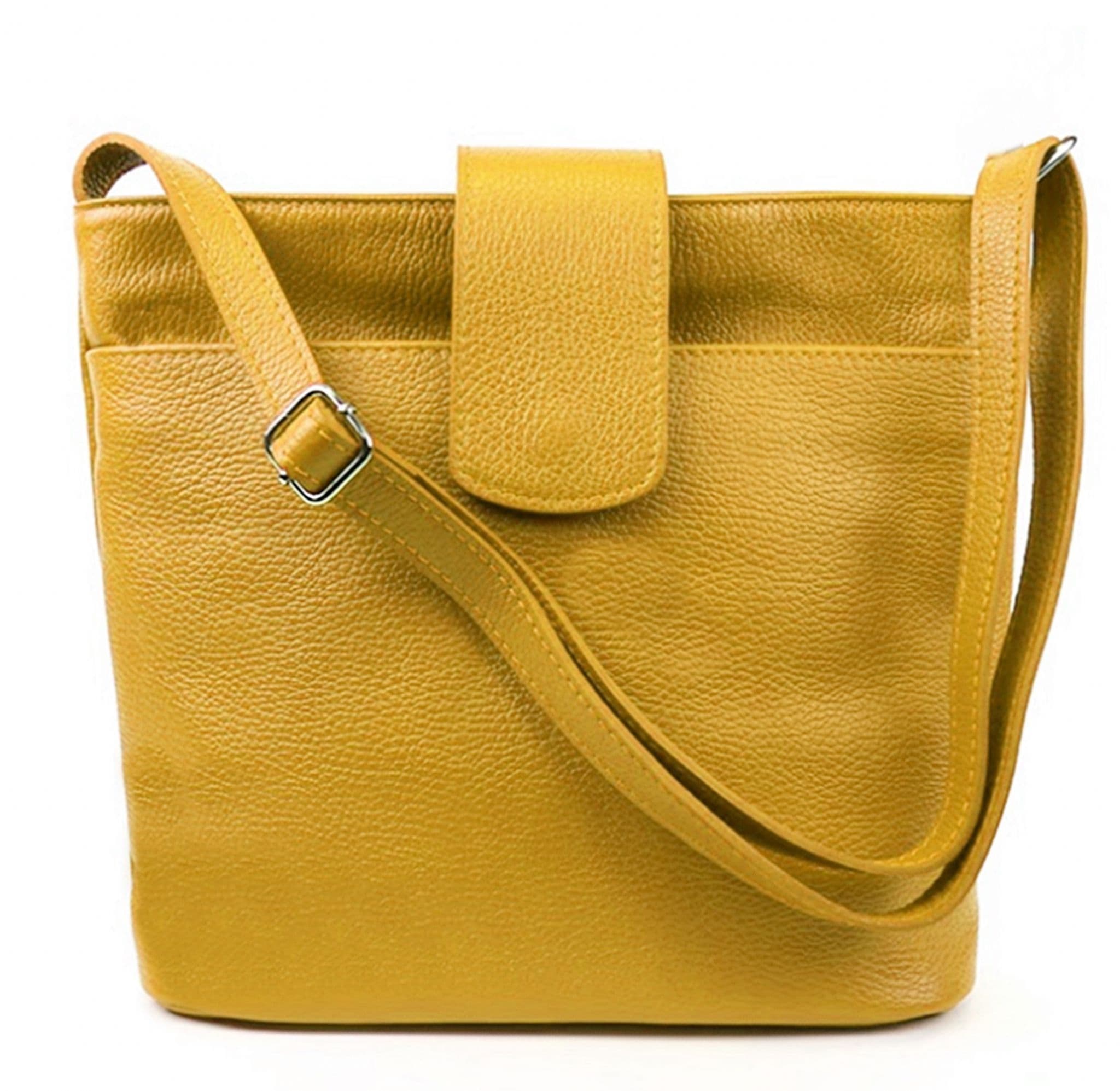 Med-Lg Italian Leather Crossbody Bag Grained Leather Shoulder Bag Adjustable Strap