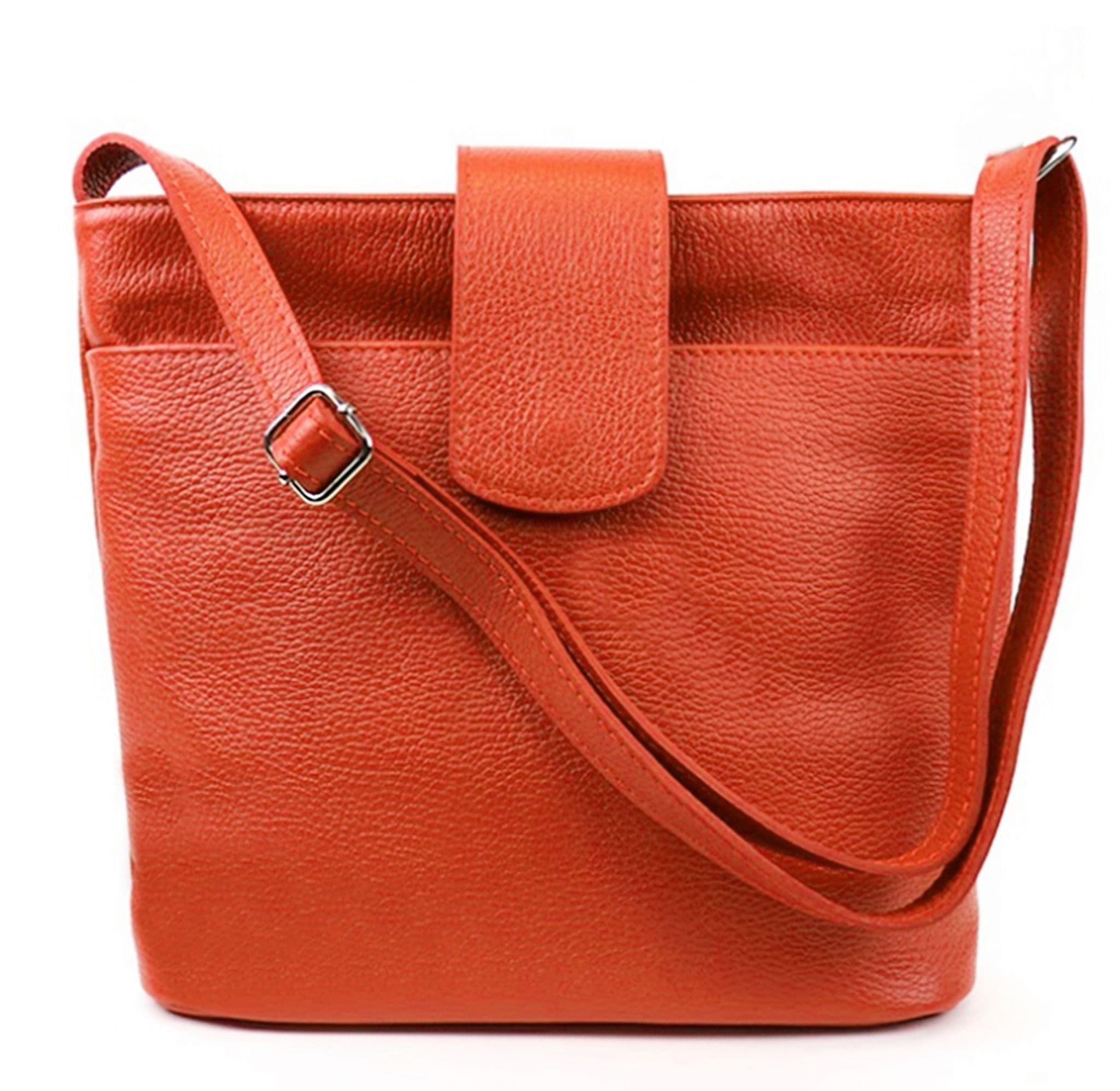 Med-Lg Italian Leather Crossbody Bag Grained Leather Shoulder Bag Adjustable Strap