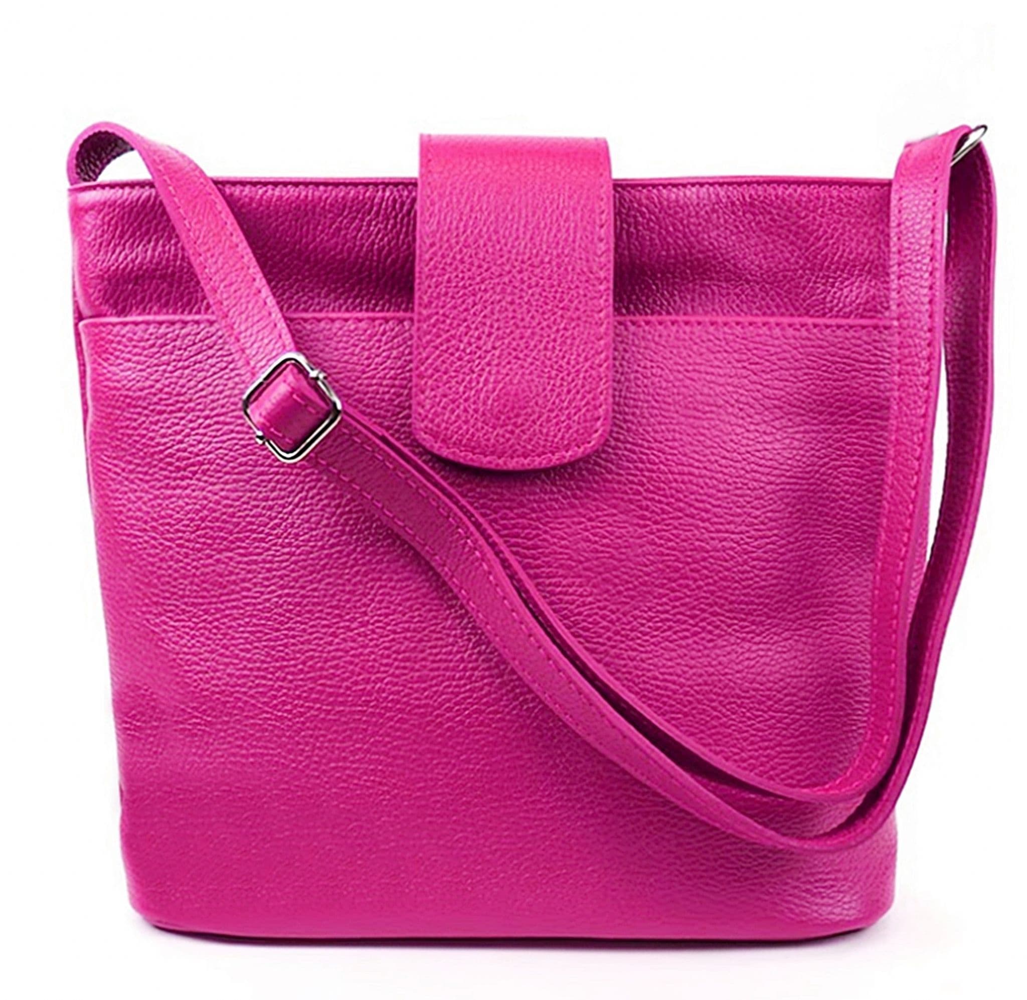 Med-Lg Italian Leather Crossbody Bag Grained Leather Shoulder Bag Adjustable Strap