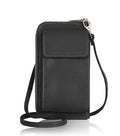 Mobile Phone Crossbody Shoulder Bag Pouch Wallet Purse Clutch Luxury Italian Leather (Silver Trims)
