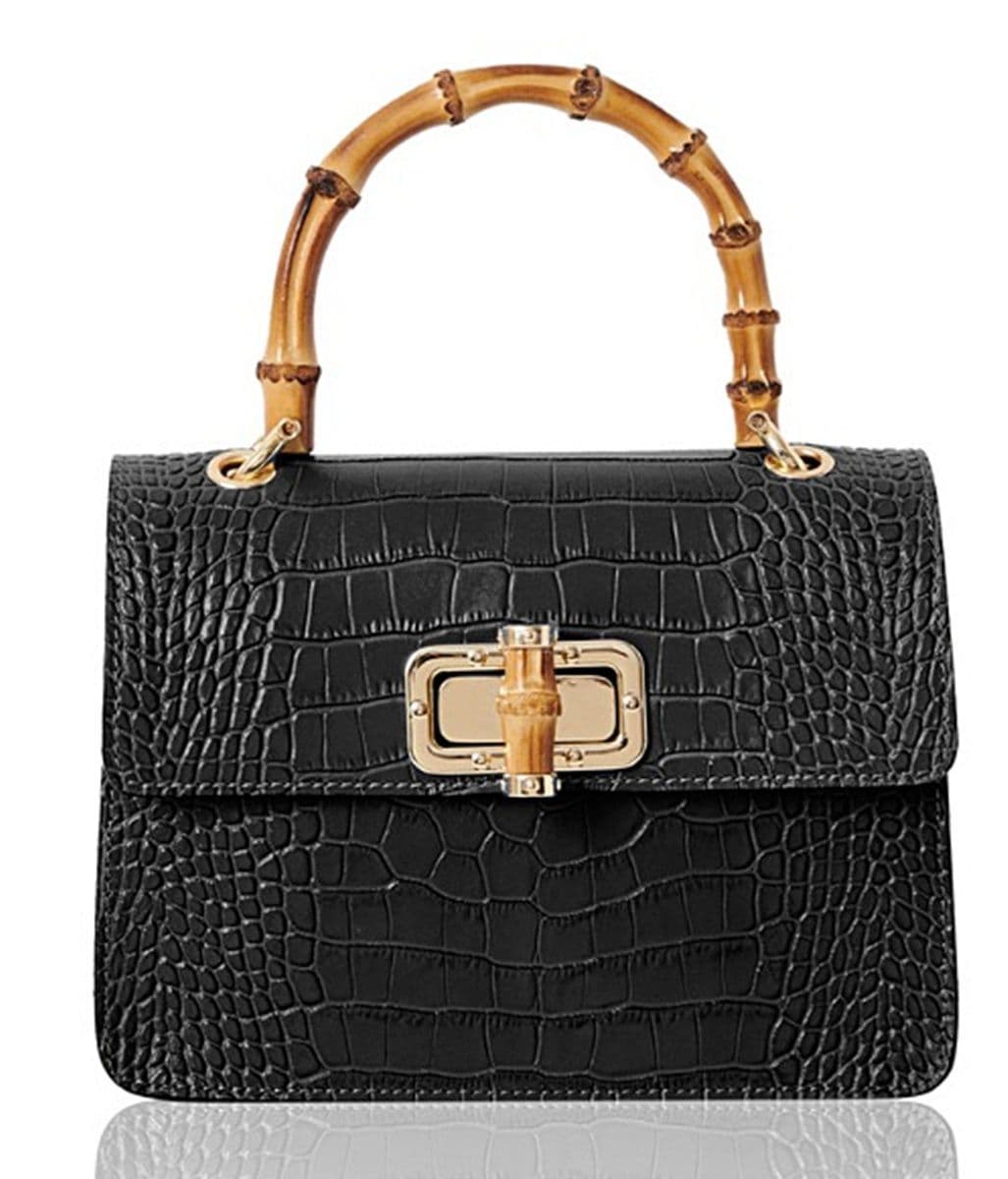 Mock Crock Leather Grab Bag Top Handle Bag  Shoulder Bag