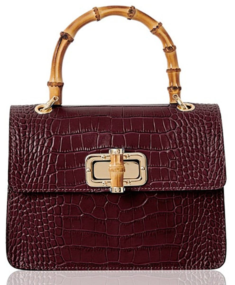 Mock Crock Leather Grab Bag Top Handle Bag  Shoulder Bag