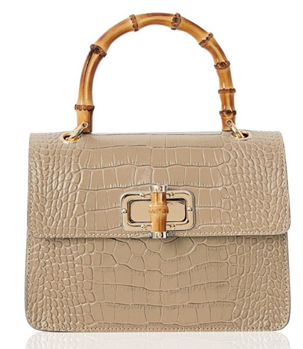 Mock Crock Leather Grab Bag Top Handle Bag  Shoulder Bag