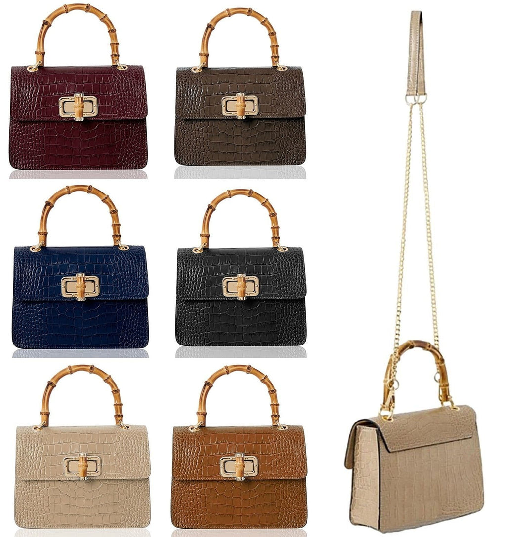 Mock Crock Leather Grab Bag Top Handle Bag  Shoulder Bag