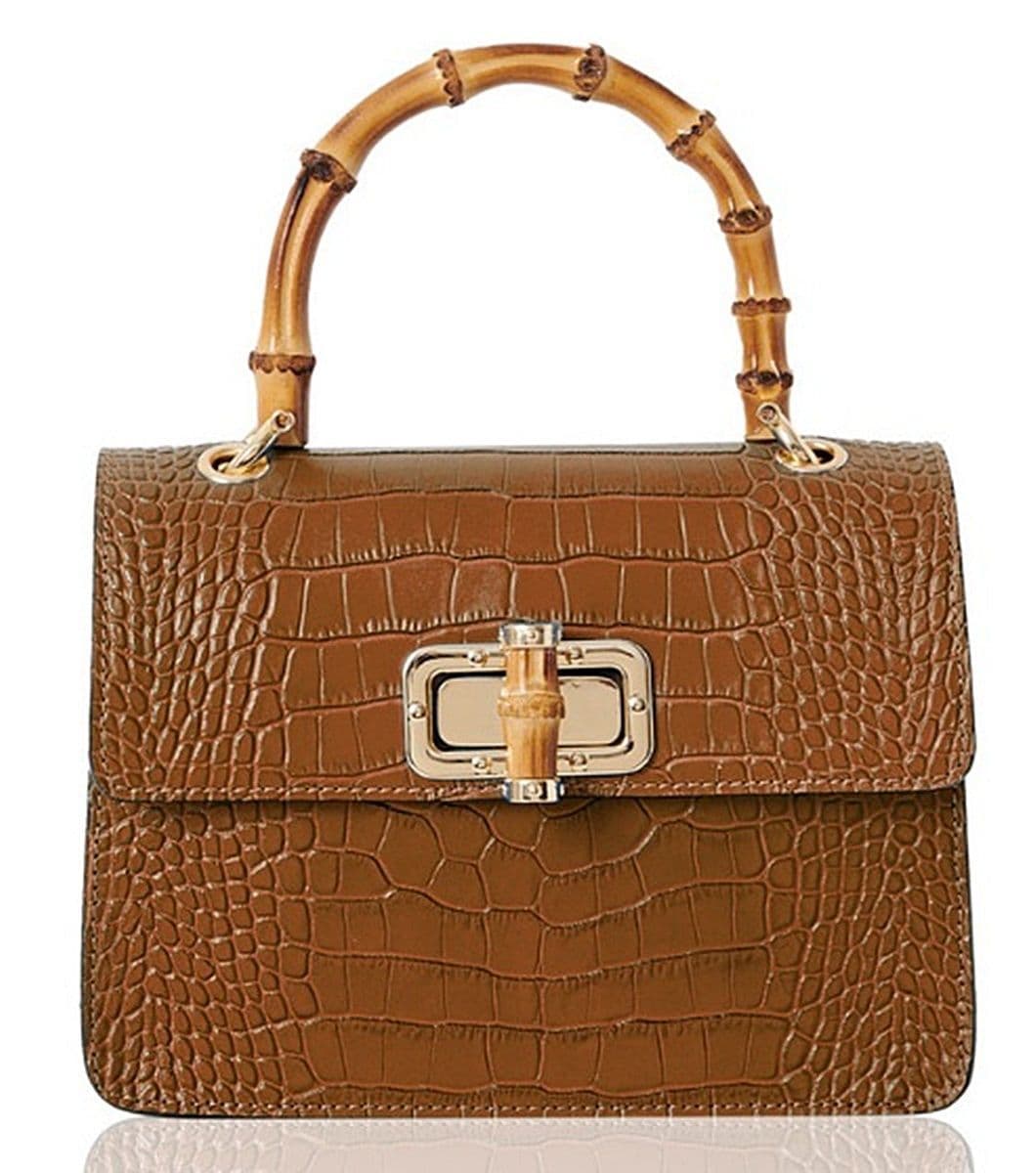 Mock Crock Leather Grab Bag Top Handle Bag  Shoulder Bag