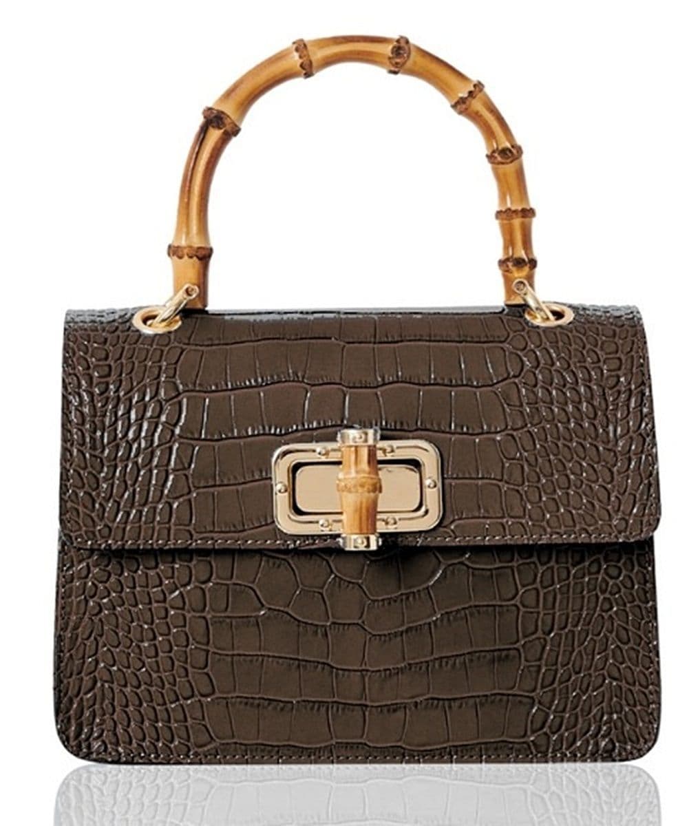 Mock Crock Leather Grab Bag Top Handle Bag  Shoulder Bag