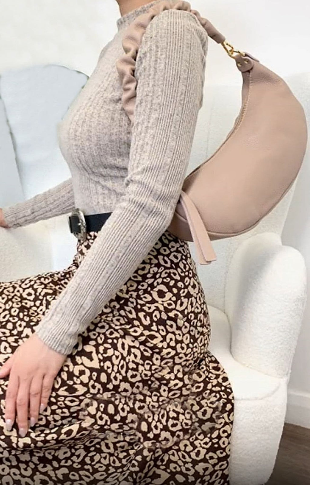 Navy Blue Ruched / Pleated Handle Boat Shape Bag, Italian Leather Shoulder Bag