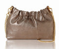 Clutch Bag / Crossbody Bag Metallic Italian Leather Gold Chain Link Detachable Strap