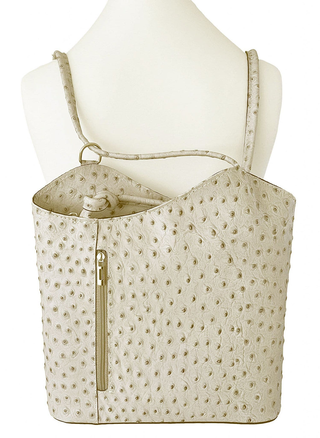 Ostrich Print Handbag Shoulder Bag Backpack Rucksack Genuine Italian Leather (Lighter Colours)