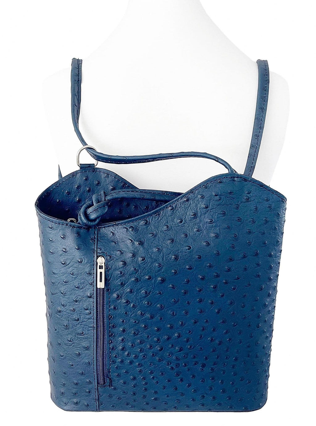 Ostrich Print Handbag Shoulder Bag Backpack Rucksack Genuine Italian Leather (One Colour)