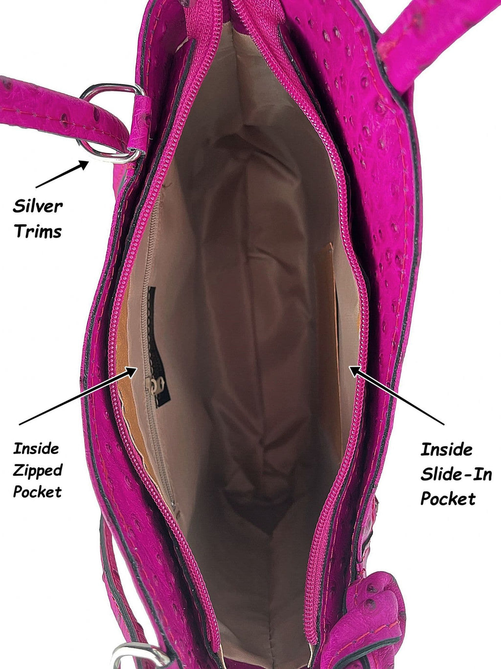 Ostrich Print Handbag Shoulder Bag Backpack Rucksack Genuine Italian Leather (Two Colour)