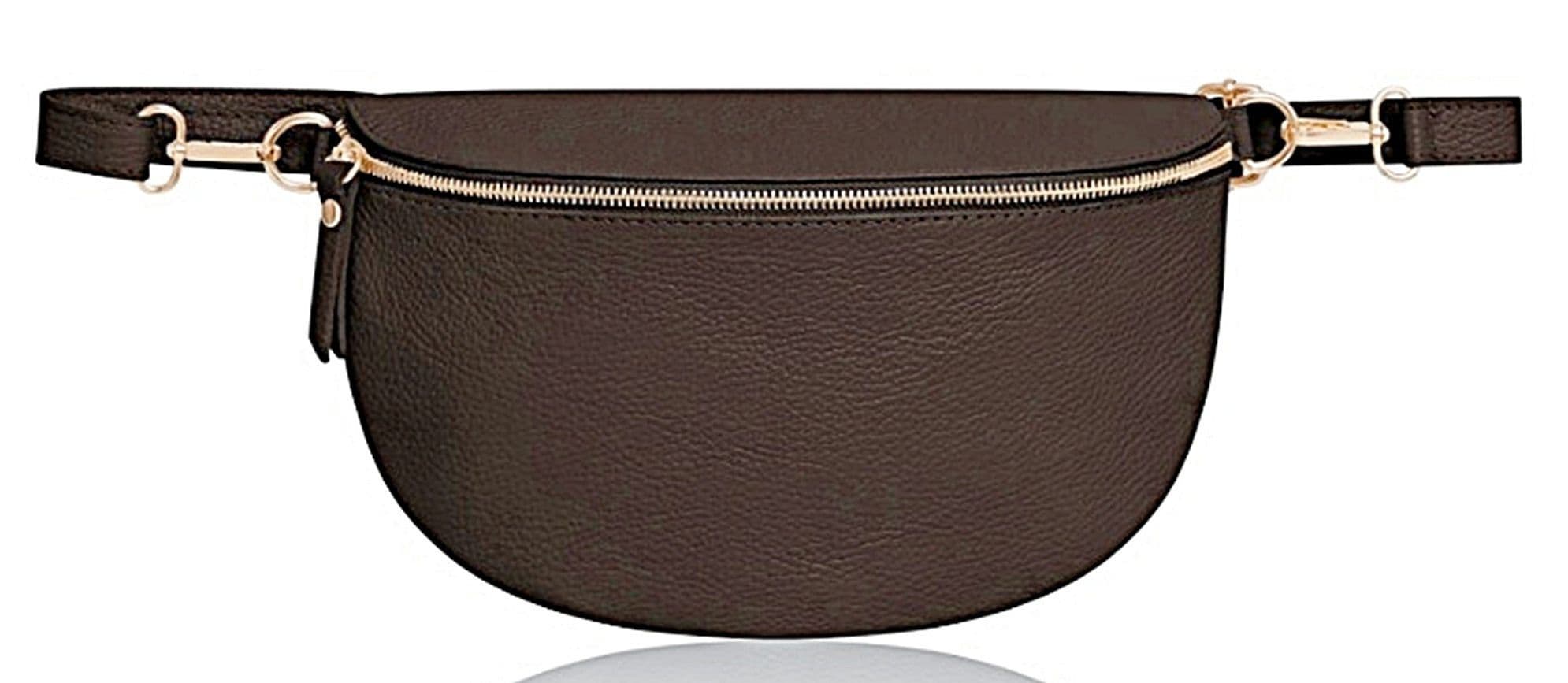 Oversized Leather Sling Bag Bum Bag Crossbody Clutch Bag  Multi Use (Darker Large Size)