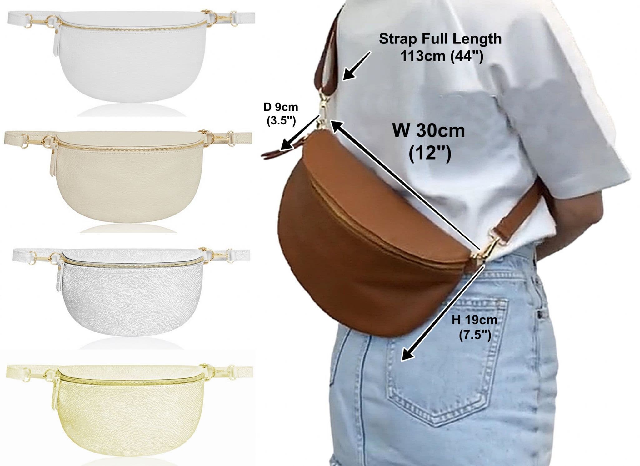 Oversized Leather Sling Bag Bum Bag Crossbody Clutch Bag Multi Use (Lighter Large Size)