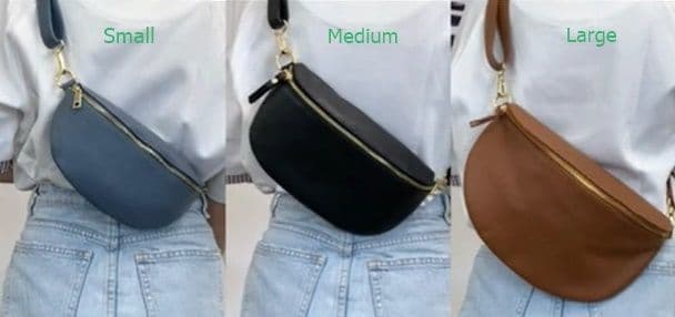 Oversized Leather Sling Bag Bum Bag Crossbody Clutch Bag Multi Use (Lighter Large Size)
