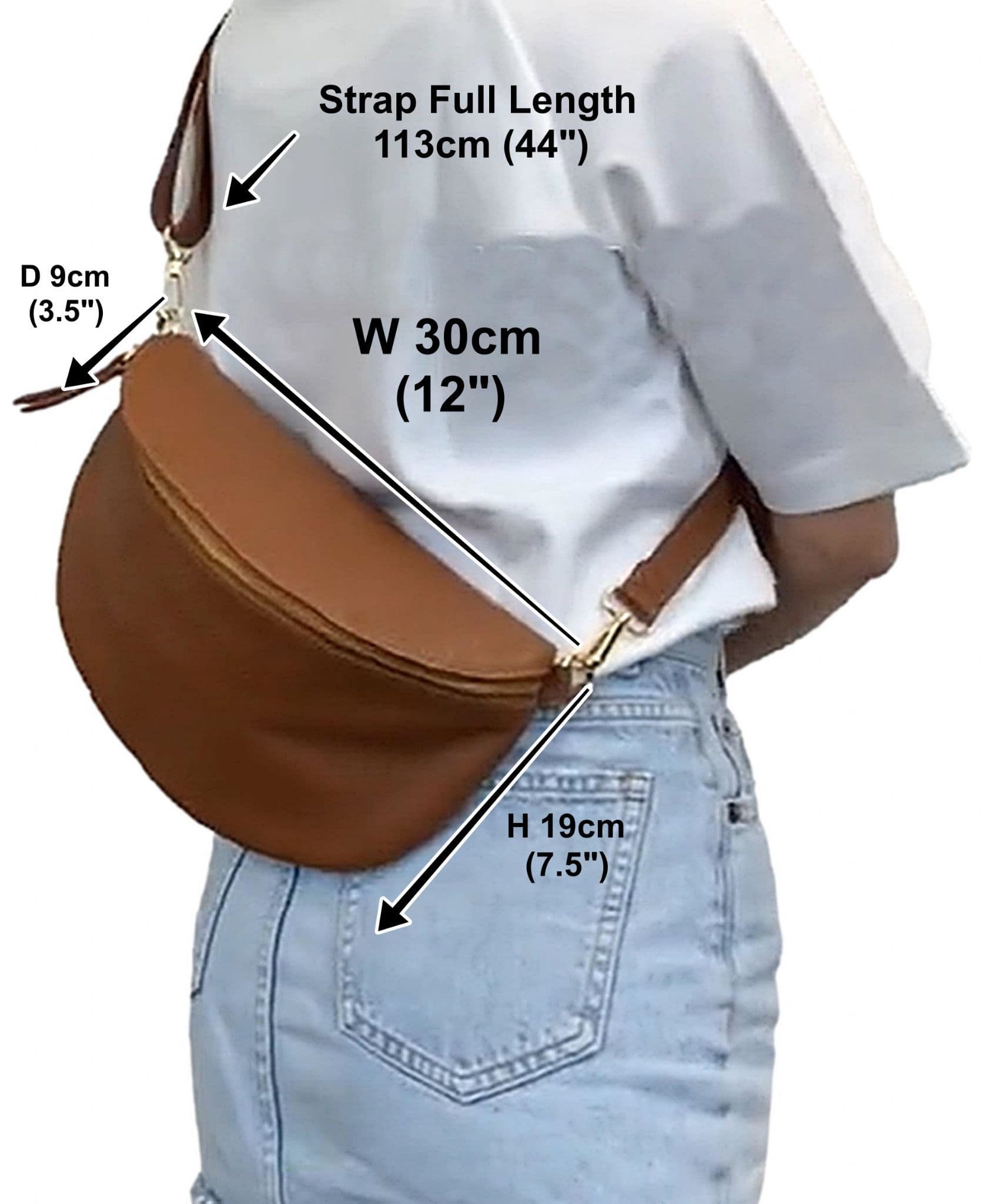 Oversized Leather Sling Bag Bum Bag Crossbody Clutch Bag Multi Use (Lighter Large Size)