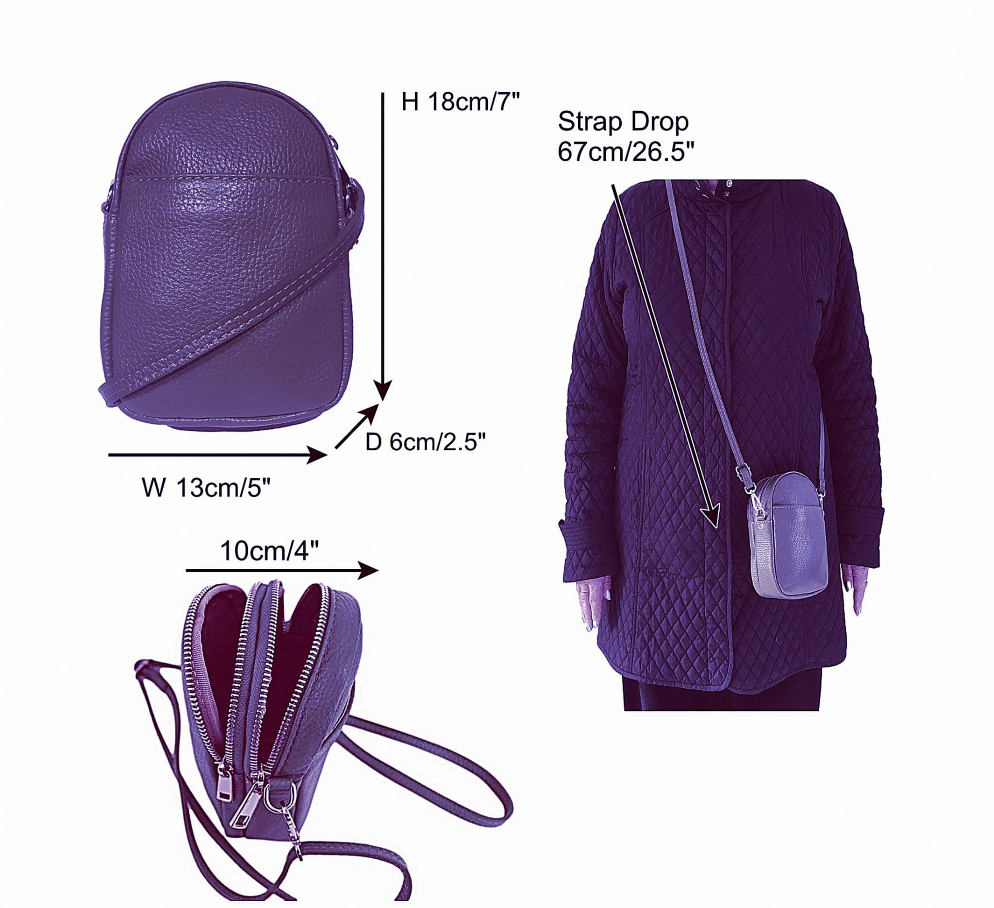 Phone Bag Pouch Crossbody Shoulder Bag Clutch Italian Leather