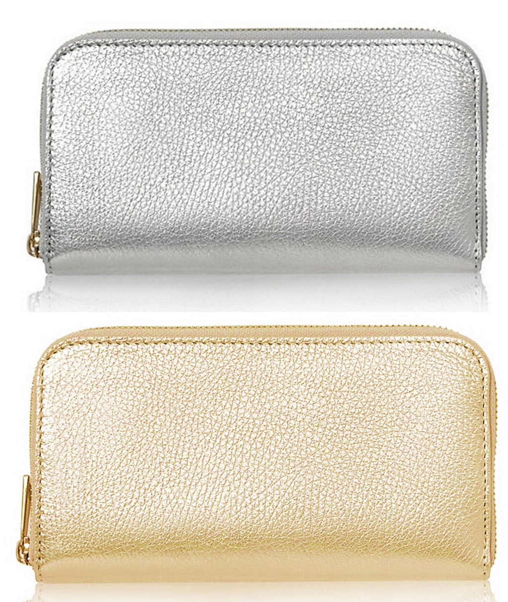 Purse Wallet Italian Leather Purse with Gold Tone Trims