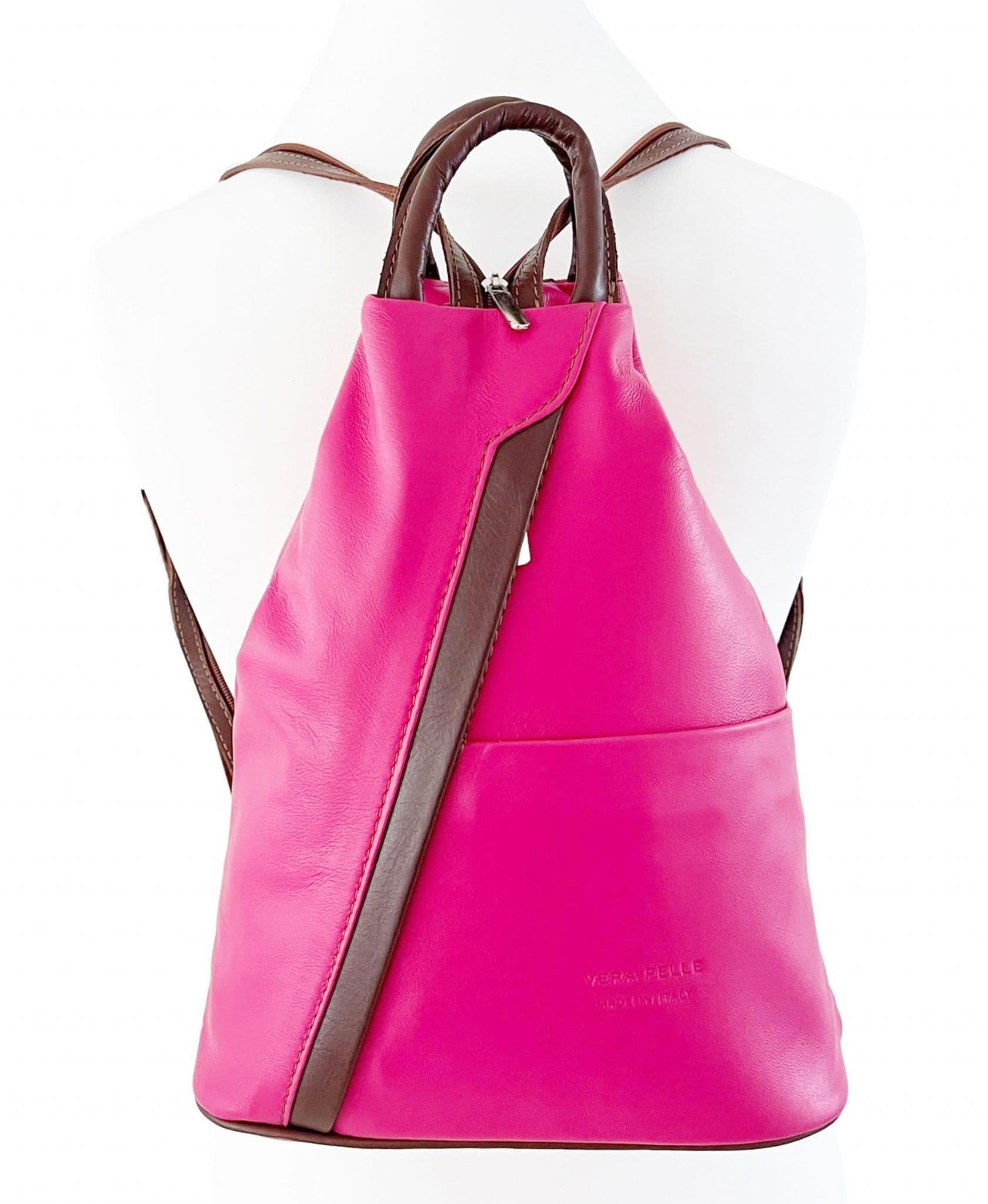 Rucksack Backpack Shoulder Bag Top Handle Bag 3 In 1 Convertible Vera Pelle Italian Leather