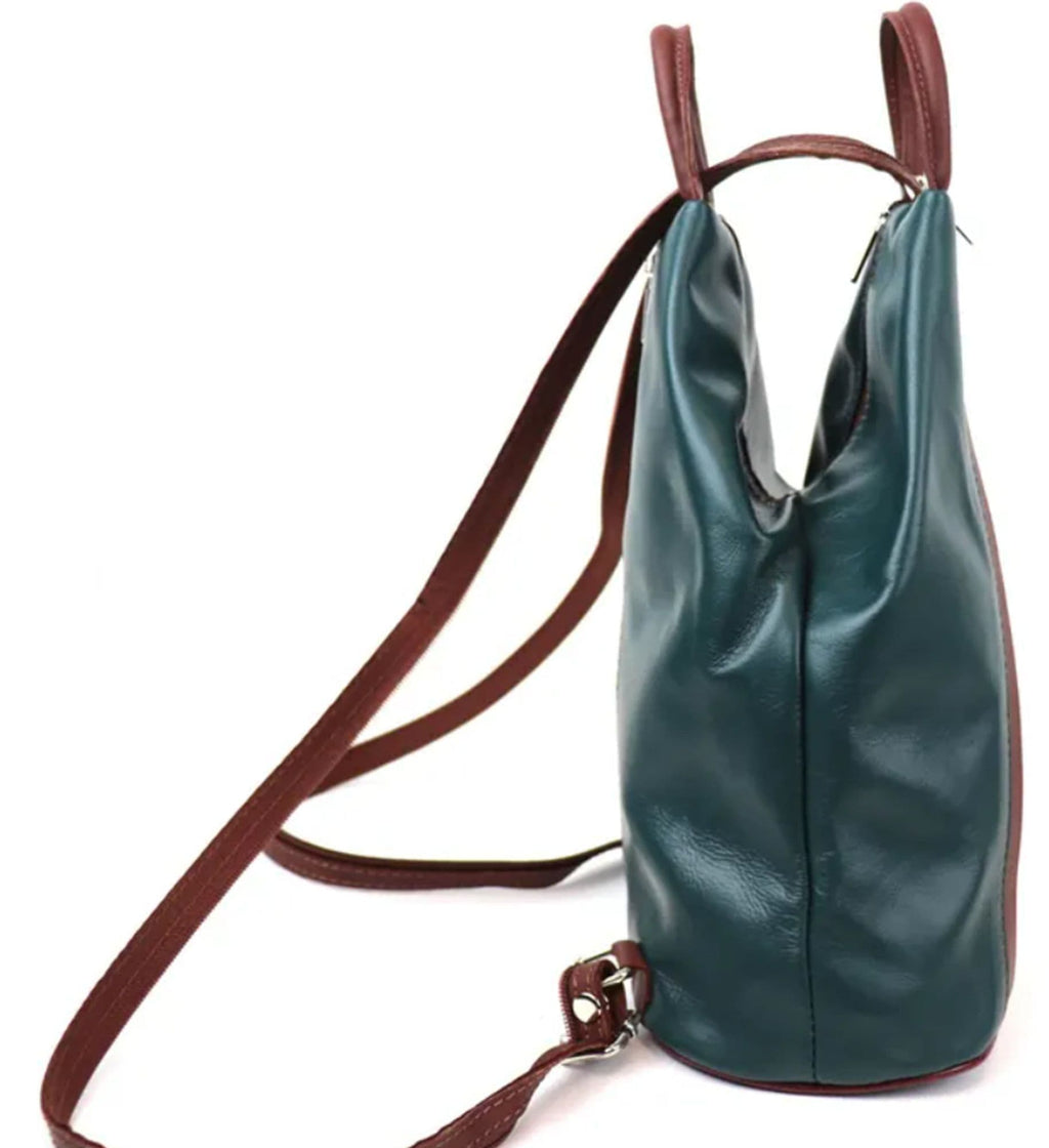 Rucksack Backpack Shoulder Bag Top Handle Bag 3 In 1 Convertible Vera Pelle Italian Leather