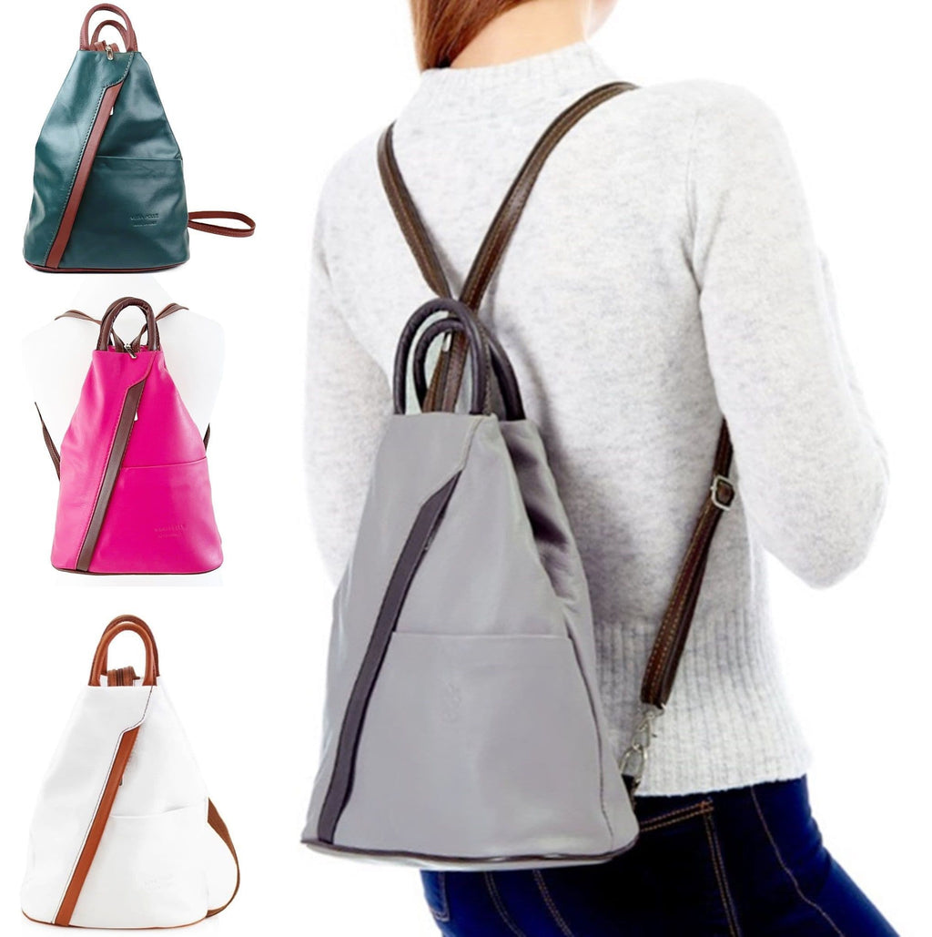 Rucksack Backpack Shoulder Bag Top Handle Bag 3 In 1 Convertible Vera Pelle Italian Leather