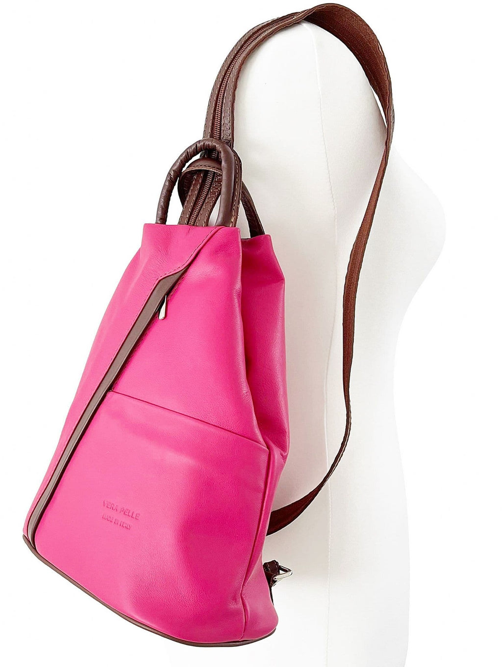 Rucksack Backpack Shoulder Bag Top Handle Bag 3 In 1 Convertible Vera Pelle Italian Leather