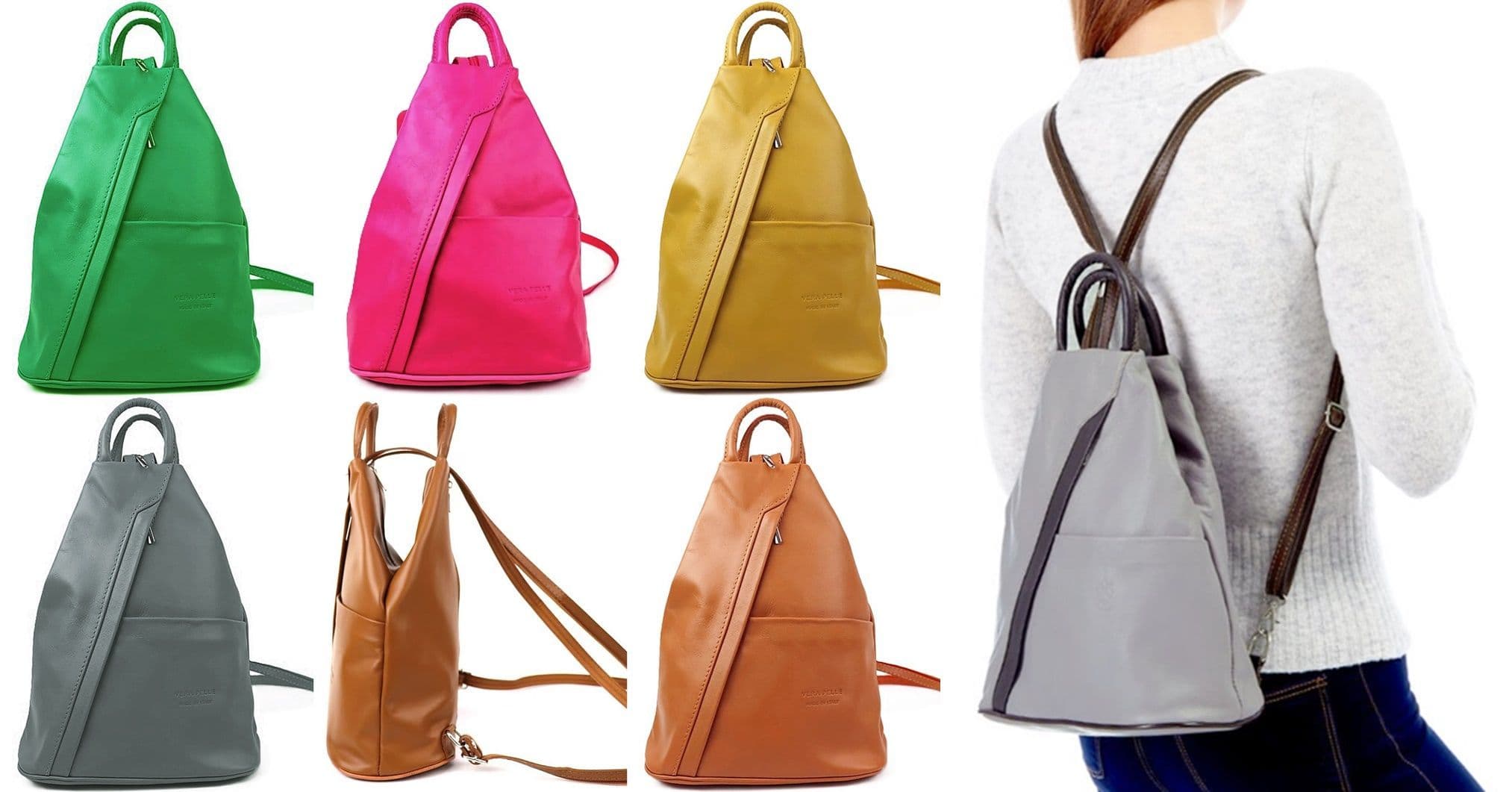 Rucksack Backpack Shoulder Bag Vera Pelle Super Soft Italian Leather Convertible