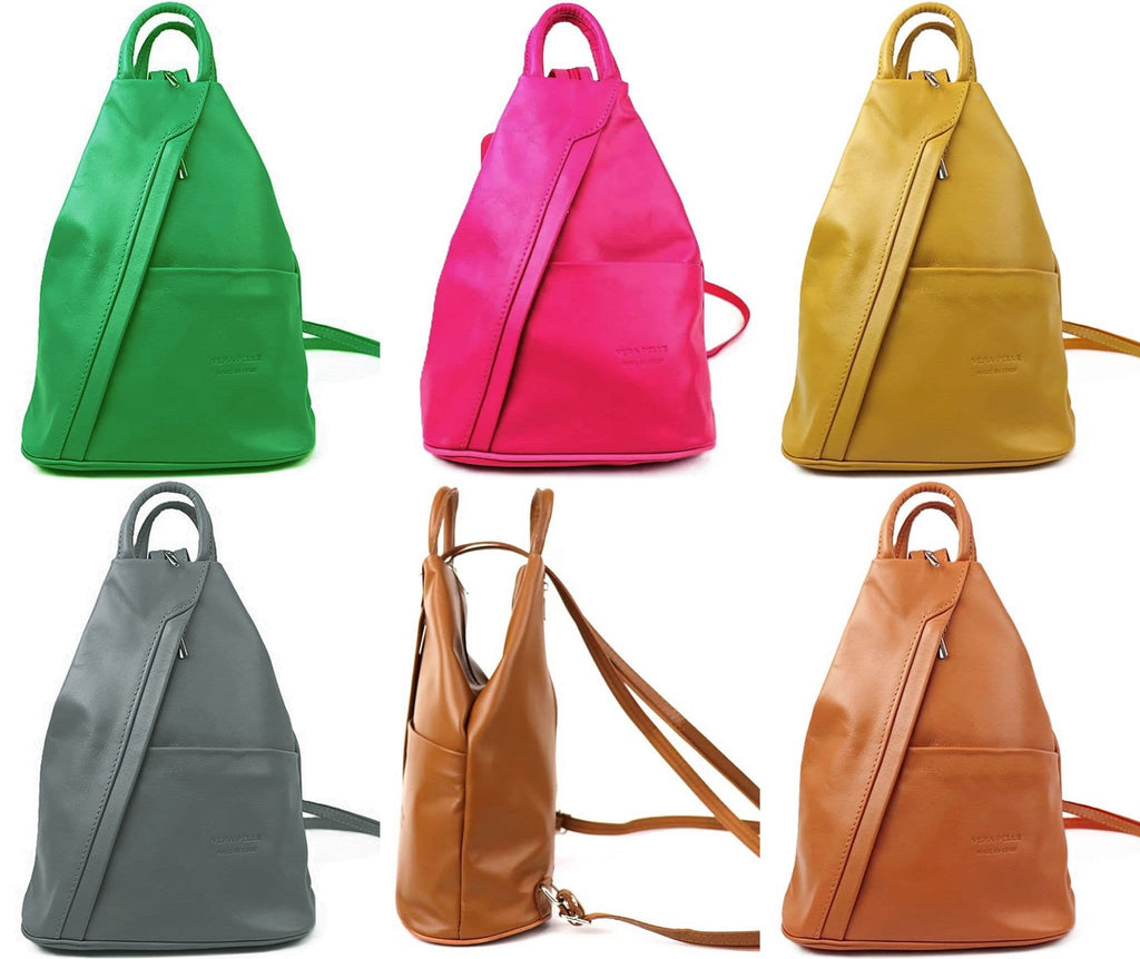 Rucksack Backpack Shoulder Bag Vera Pelle Super Soft Italian Leather Convertible
