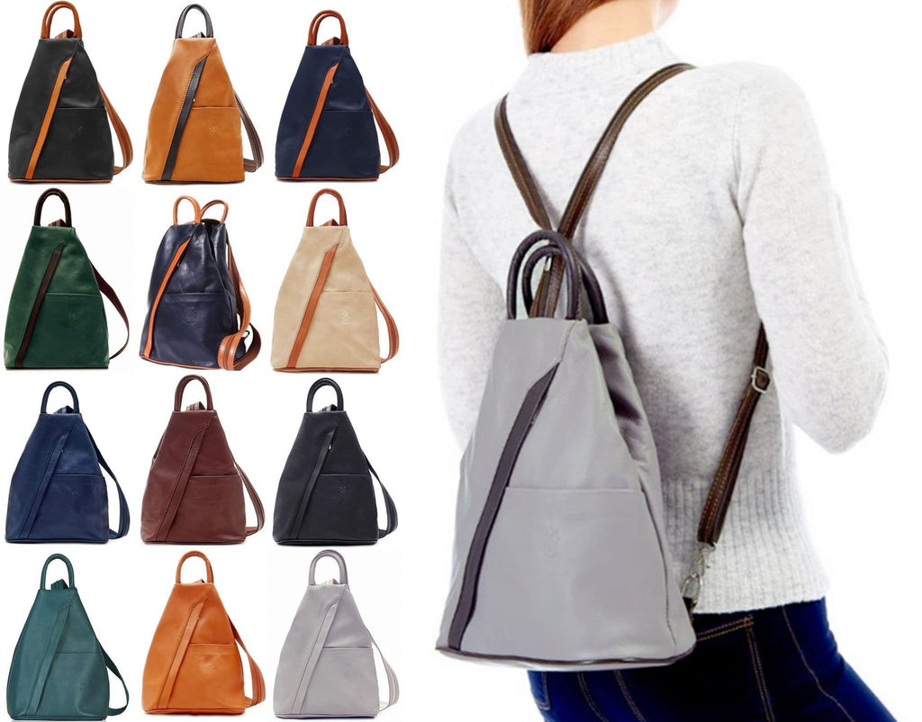 Rucksack Backpack Shoulder Bag Vera Pelle Super Soft Italian Leather Convertible