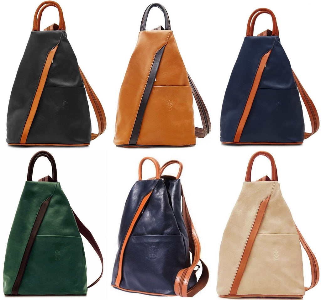 Rucksack Backpack Shoulder Bag Vera Pelle Super Soft Italian Leather Convertible