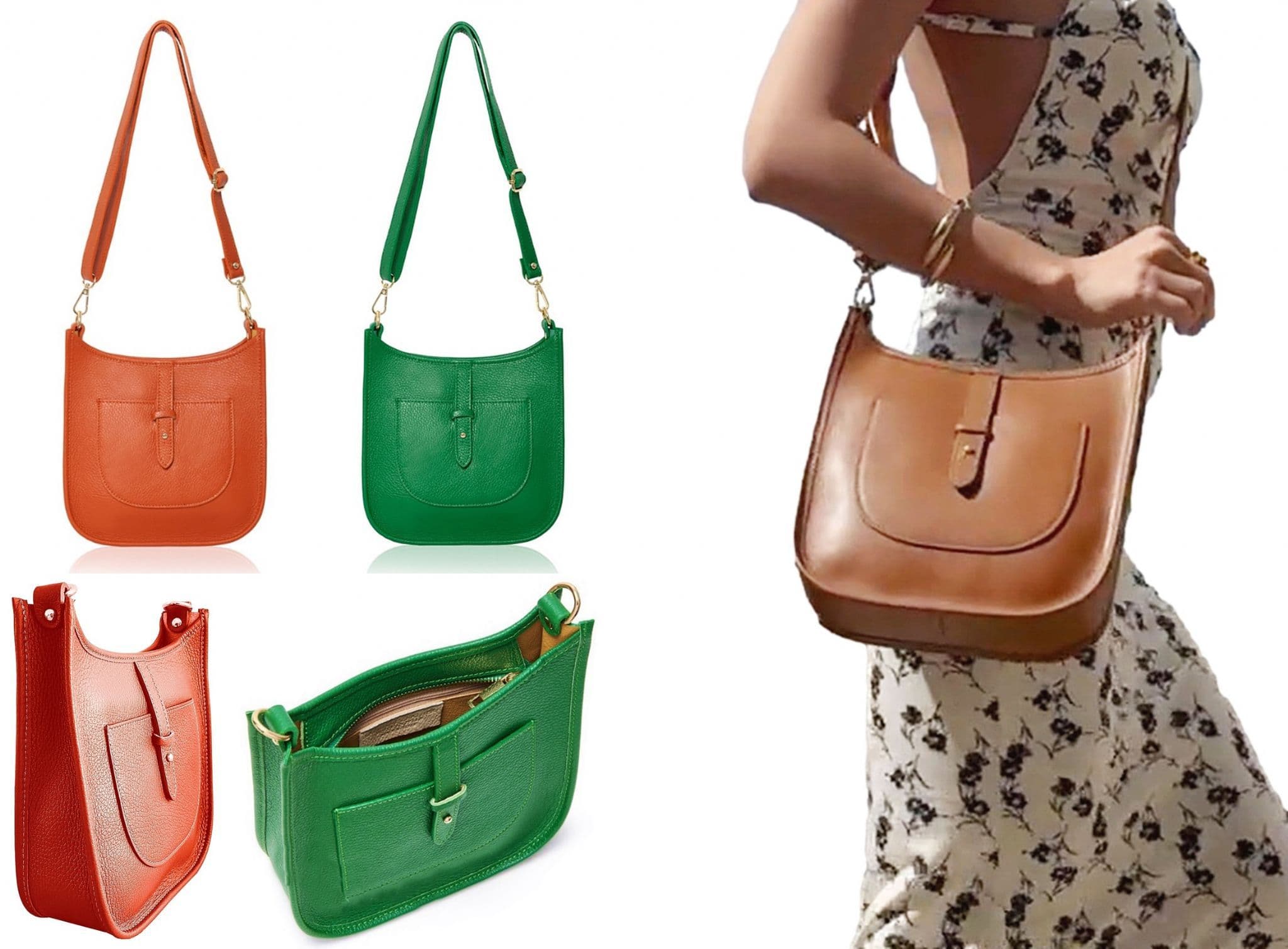Saddle Bag Italian Leather Crossbody Shoulder Bag (Brighter Colours)