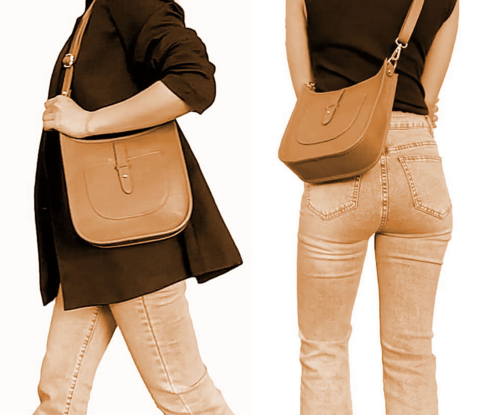 Saddle Bag Italian Leather Crossbody Shoulder Bag (Darker Colours)