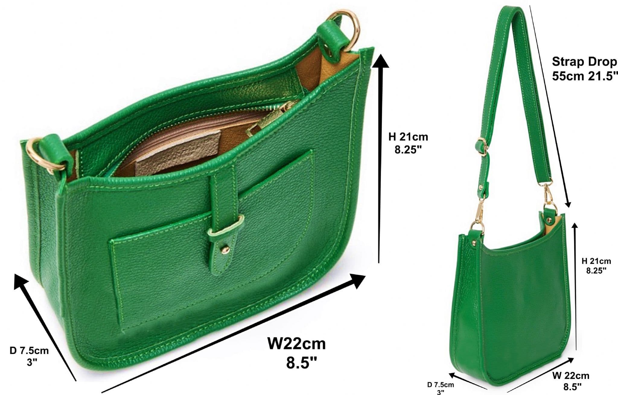 Saddle Bag Italian Leather Crossbody Shoulder Bag (Darker Colours)