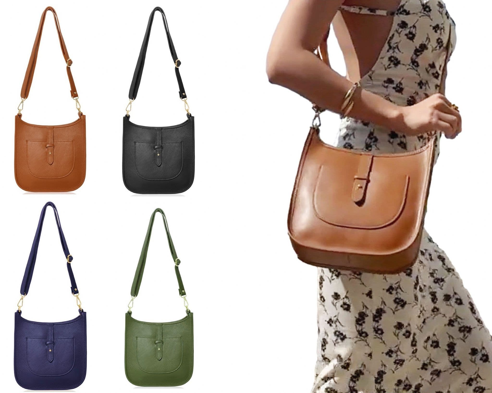 Saddle Bag Italian Leather Crossbody Shoulder Bag (Darker Colours)