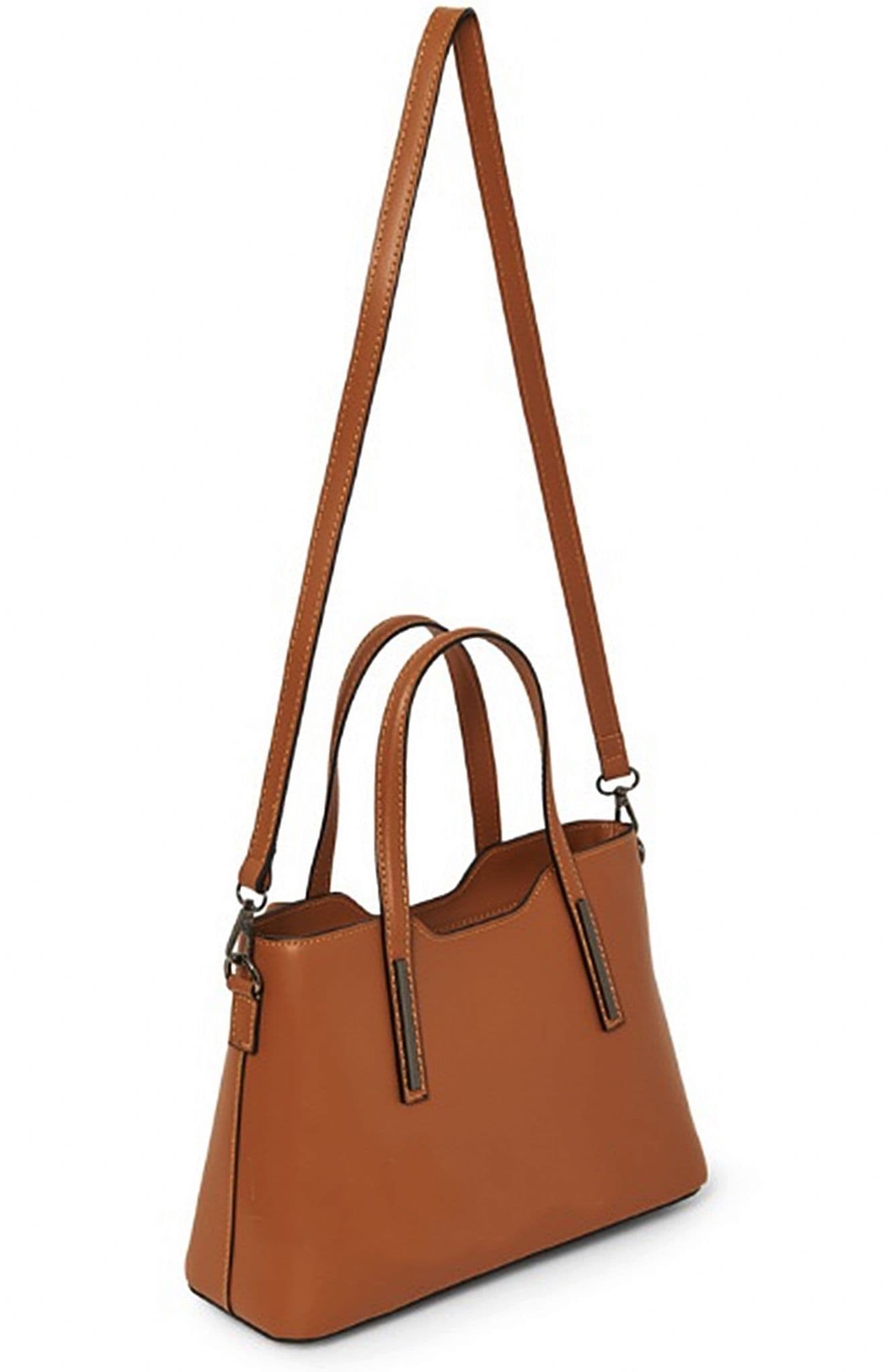 Sale Was £69.99 Now £59.99 Italian Leather Structured Top Handle Bag Shoulder Bag Detachable Strap