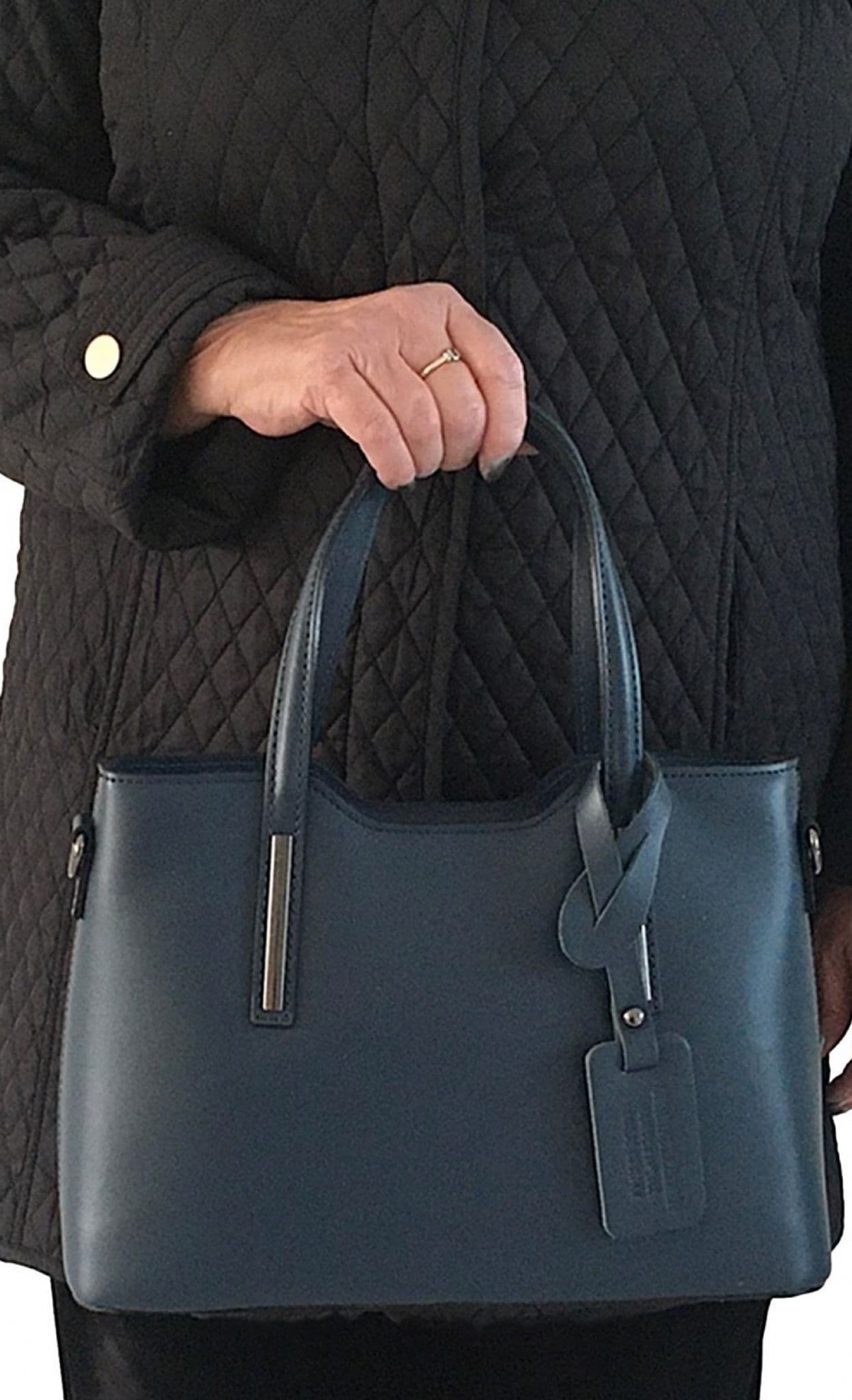 Sale Was £69.99 Now £59.99 Italian Leather Structured Top Handle Bag Shoulder Bag Detachable Strap