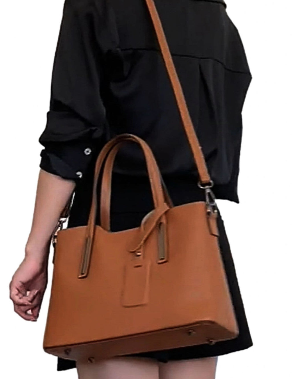Sale Was £69.99 Now £59.99 Italian Leather Structured Top Handle Bag Shoulder Bag Detachable Strap