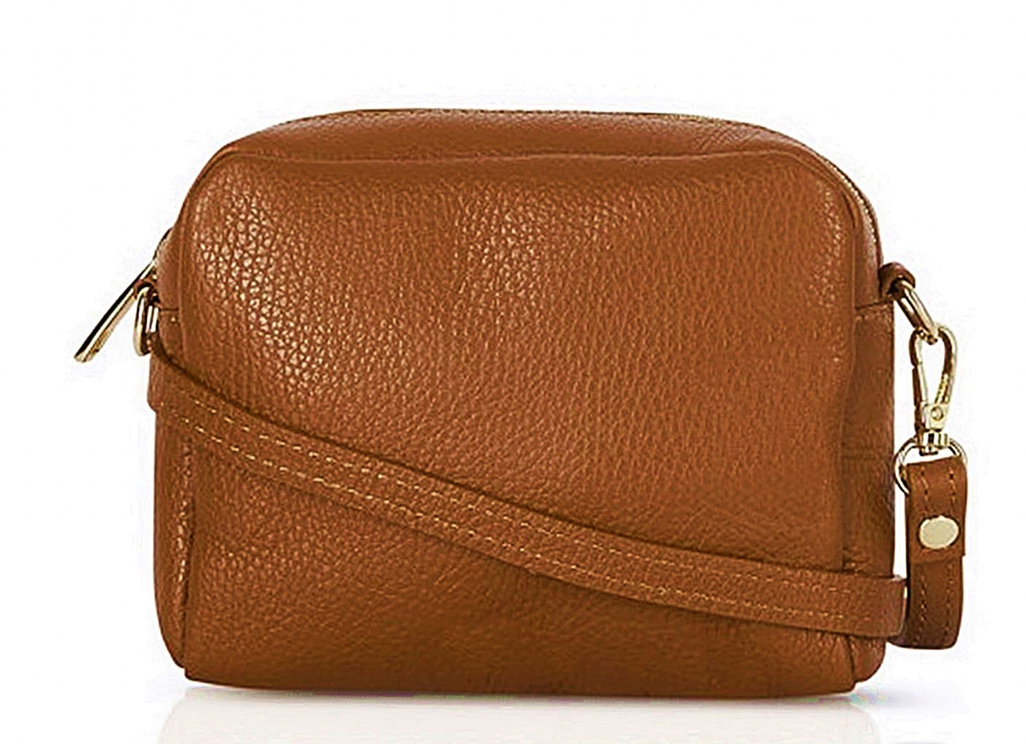 Small Camera Style Bag Soft Italian Leather Crossbody/Shoulder Bag Adjustable Strap & Wrist Strap