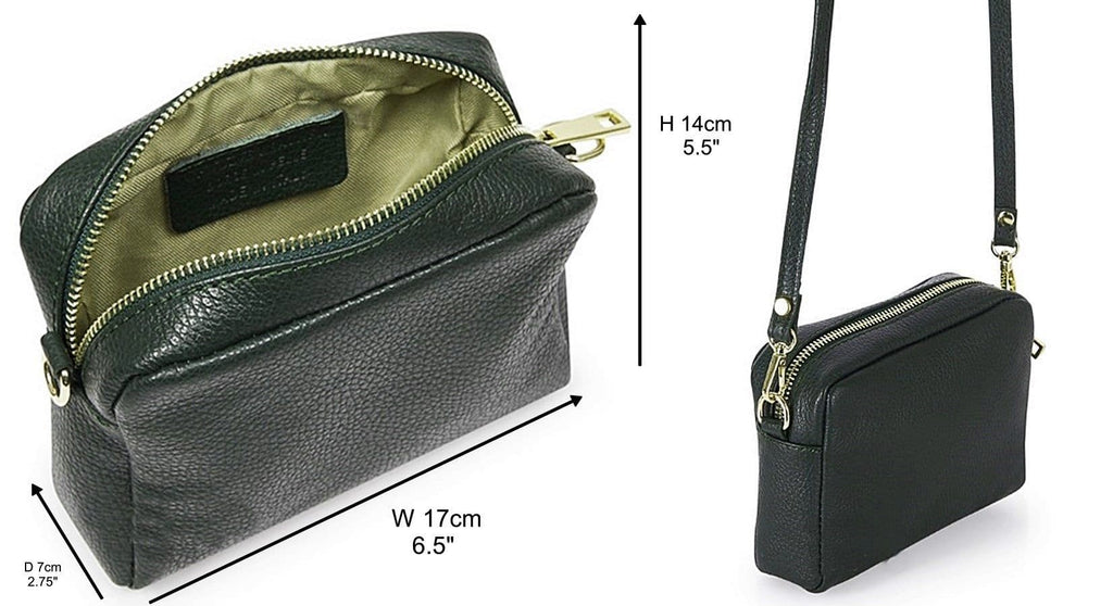 Small Camera Style Bag Soft Italian Leather Crossbody/Shoulder Bag Adjustable Strap & Wrist Strap