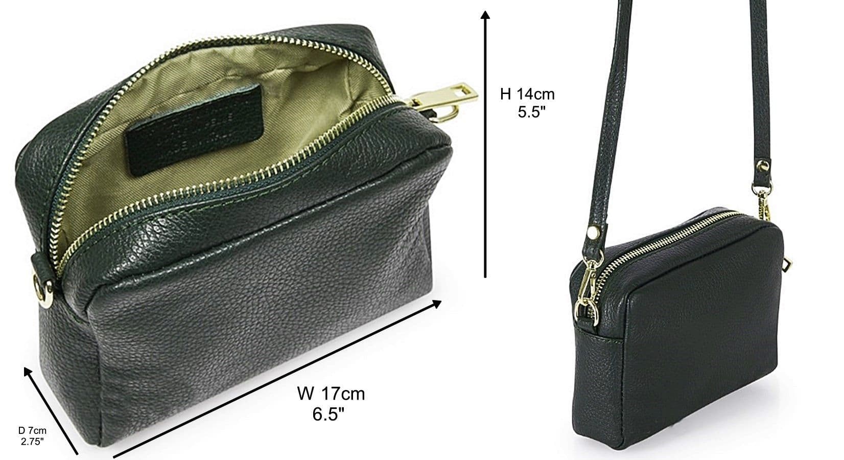 Small Camera Style Bag Soft Italian Leather Crossbody/Shoulder Bag Adjustable Strap & Wrist Strap