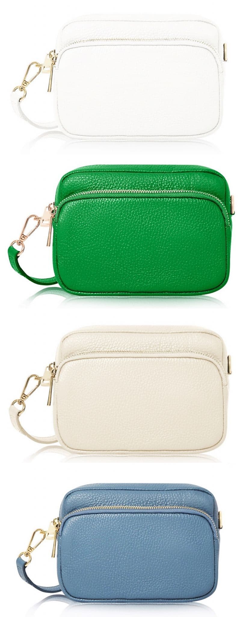 Small Crossbody Shoulder Bag Double Zipped & Compartments Italian Leather Handbag  (Lighter Colours)