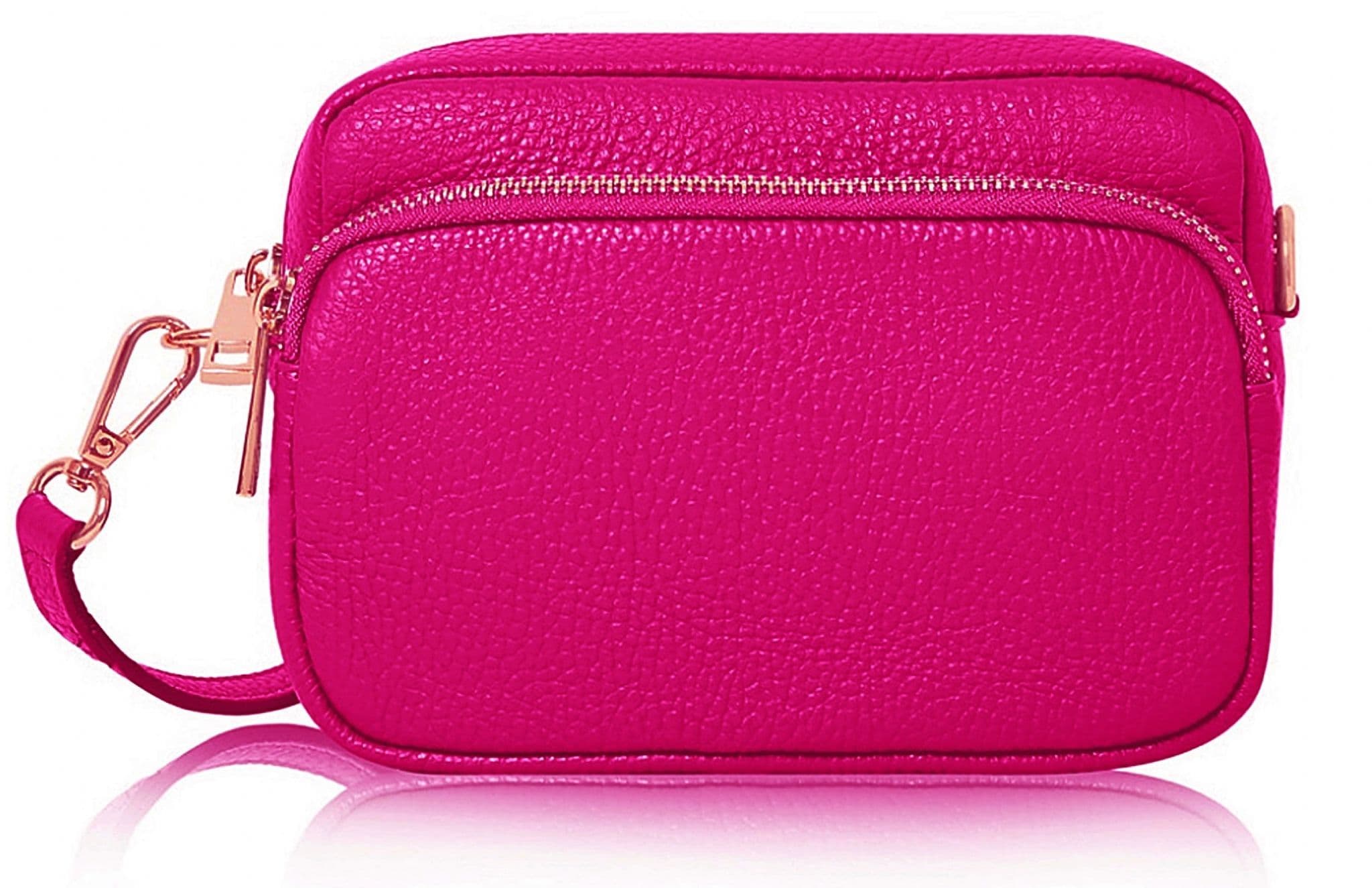 Small Crossbody Shoulder Bag Double Zipped & Compartments Italian Leather Handbag  (Lighter Colours)