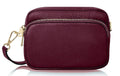 Small Double Compartment Crossbody Bag Shoulder Bag Italian Leather Camera Handbag (Darker Colours)