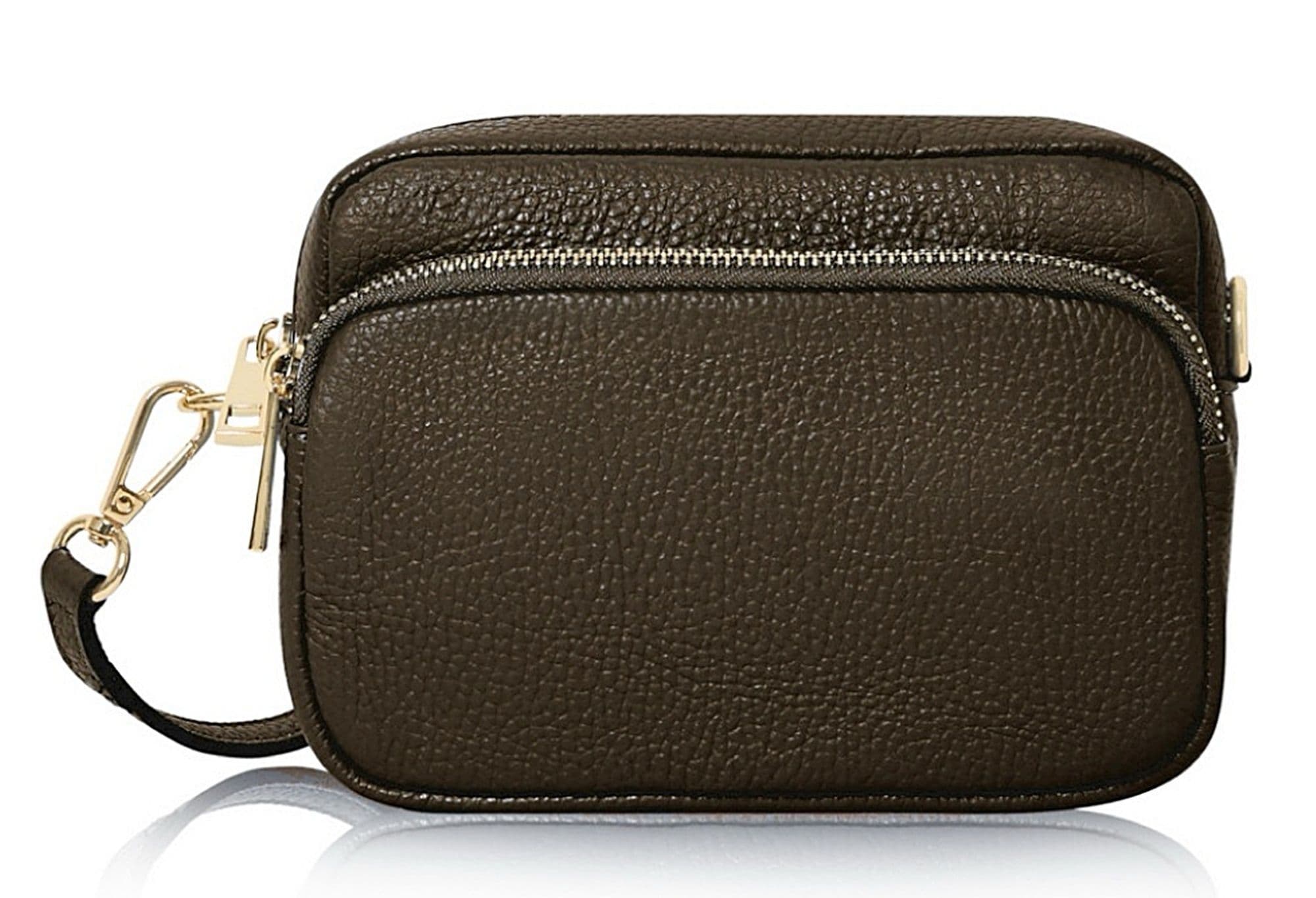 Small Double Compartment Crossbody Bag Shoulder Bag Italian Leather Camera Handbag (Darker Colours)