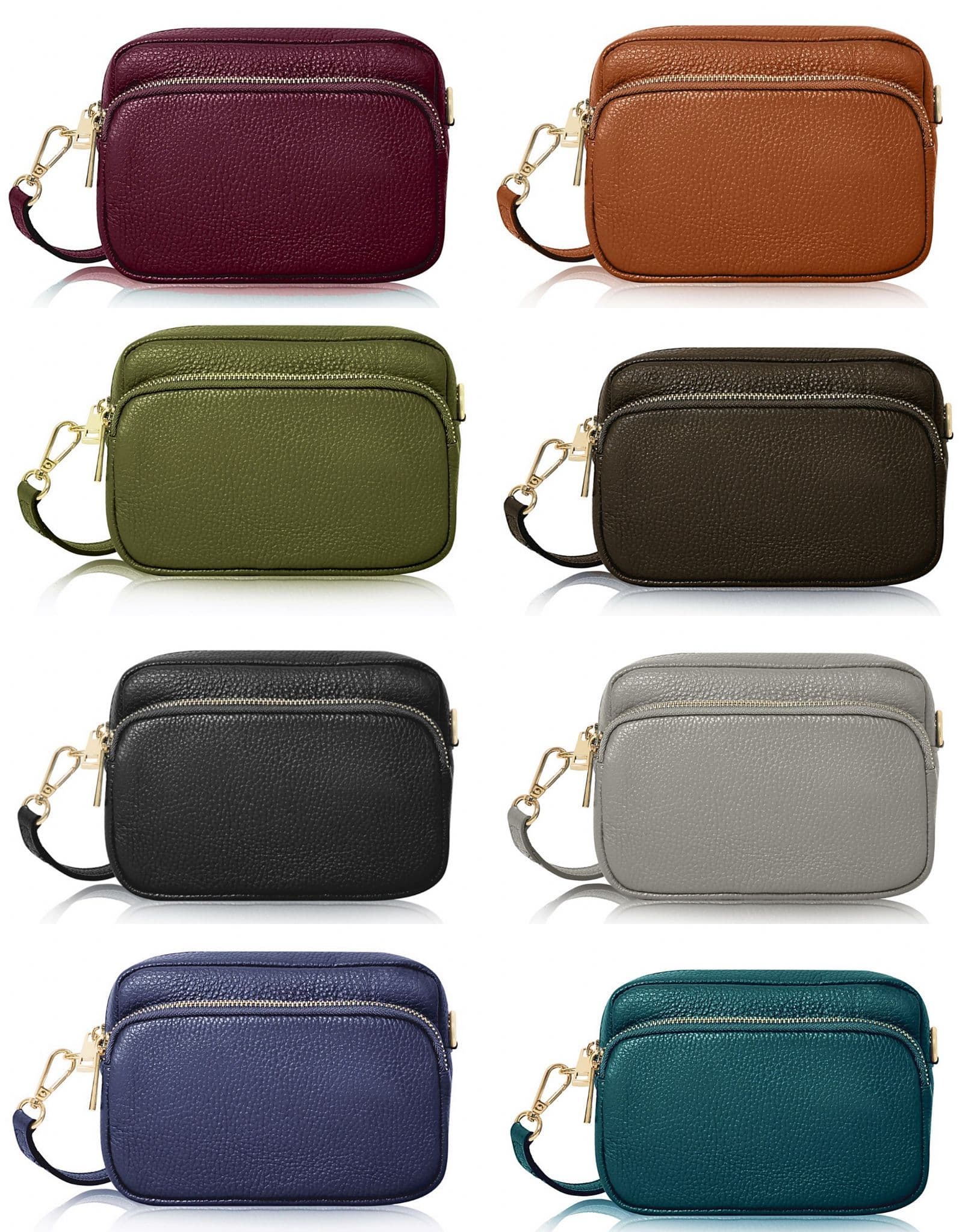 Small Double Compartment Crossbody Bag Shoulder Bag Italian Leather Camera Handbag (Darker Colours)