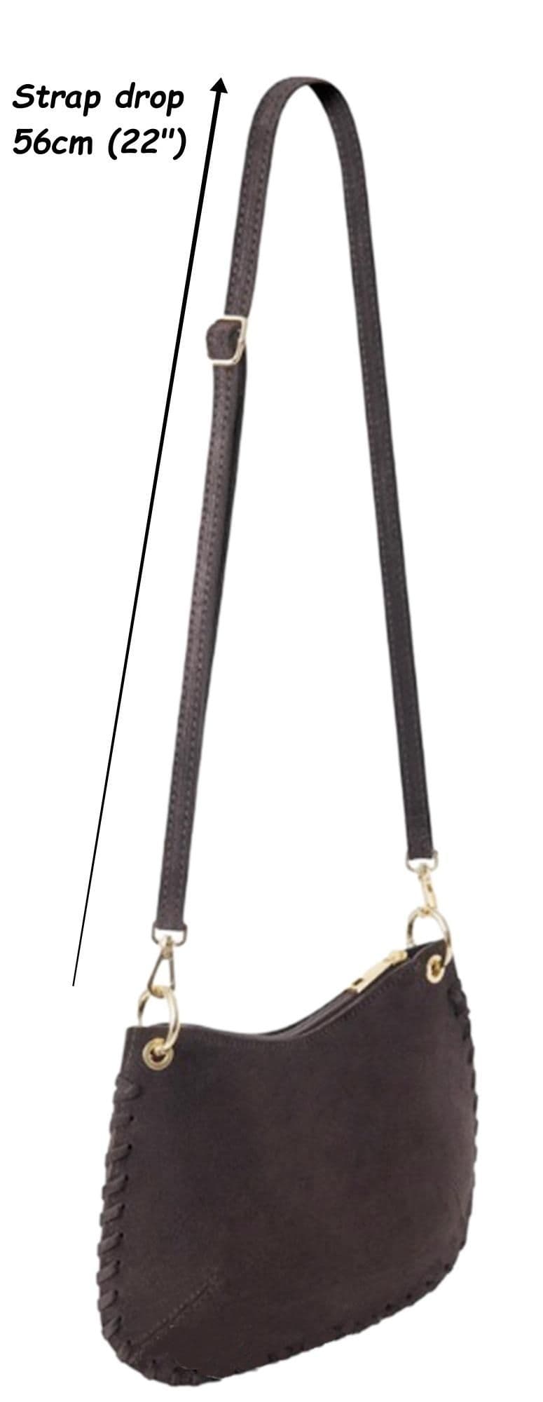 Small Suede Studded Shoulder & Crossbody Bag Italian Suede With 2 Handles (Long & Short)
