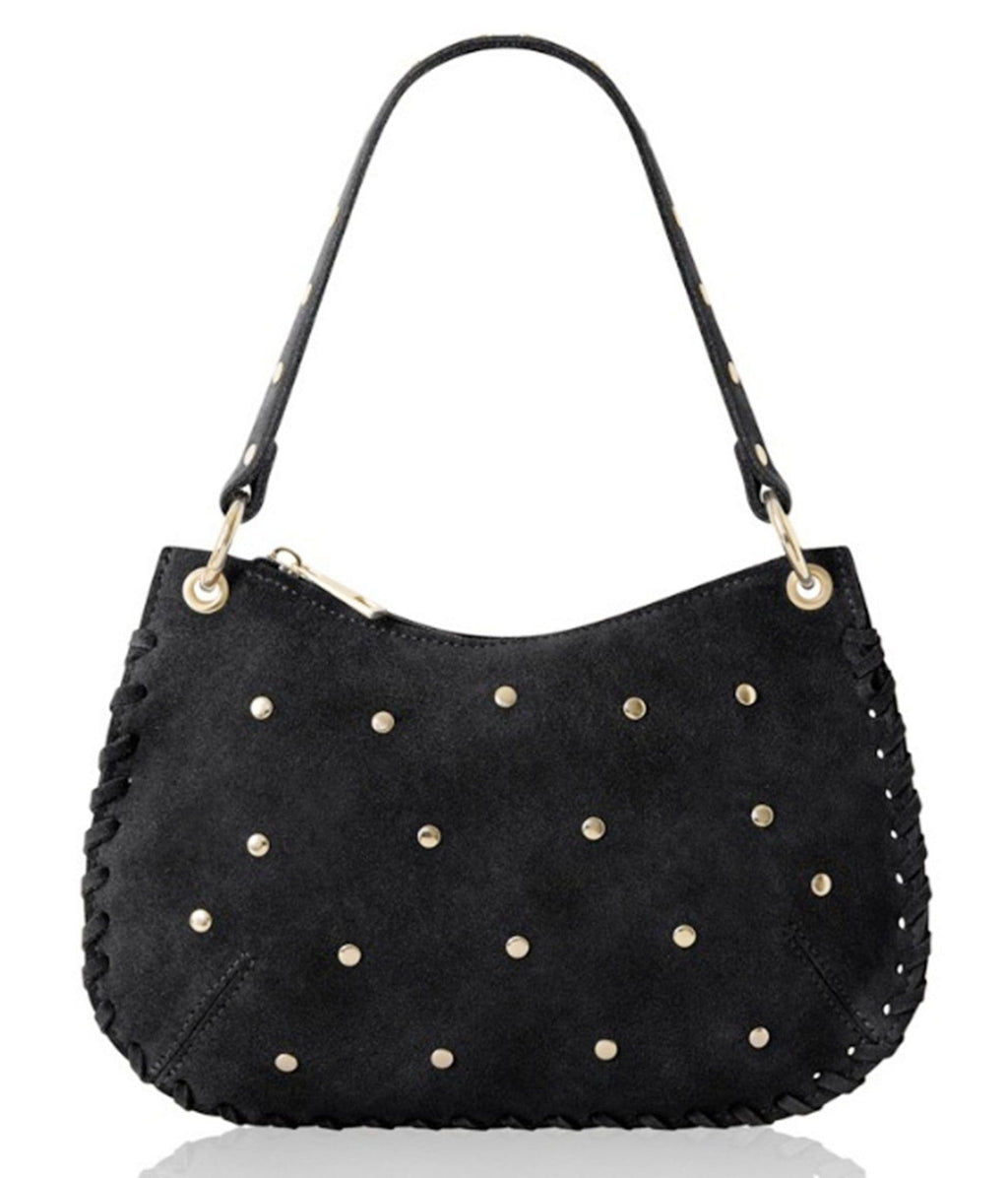 Small Suede Studded Shoulder & Crossbody Bag Italian Suede With 2 Handles (Long & Short)