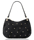 Small Suede Studded Shoulder & Crossbody Bag Italian Suede With 2 Handles (Long & Short)