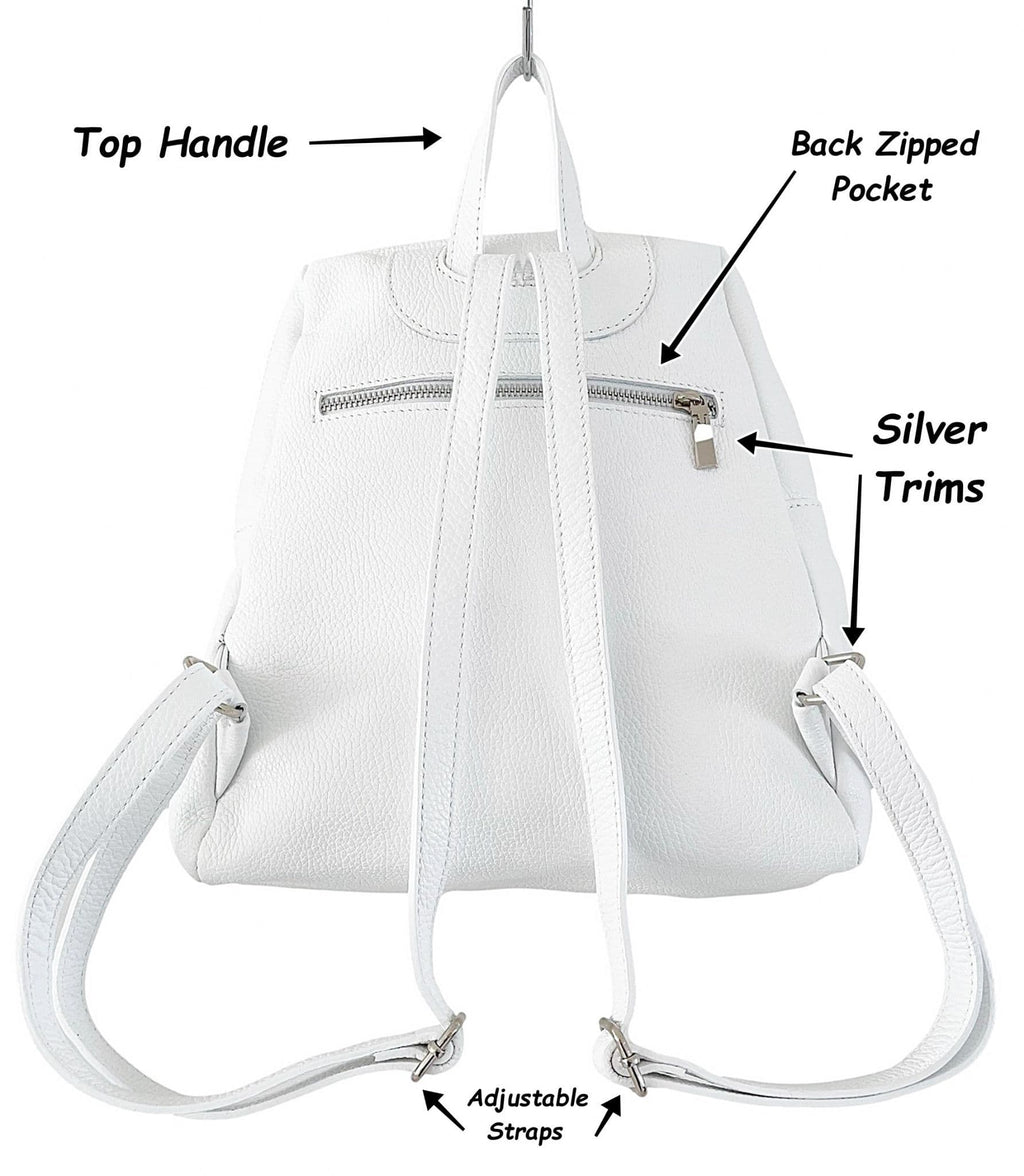 Soft Grained Italian Leather Rucksack Backpack Handmade Many Pockets & Compartments (Bright Colours)