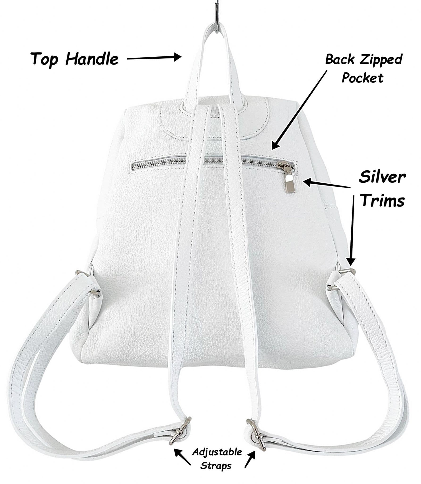 Soft Grained Italian Leather Rucksack Backpack Handmade Many Pockets & Compartments (Bright Colours)