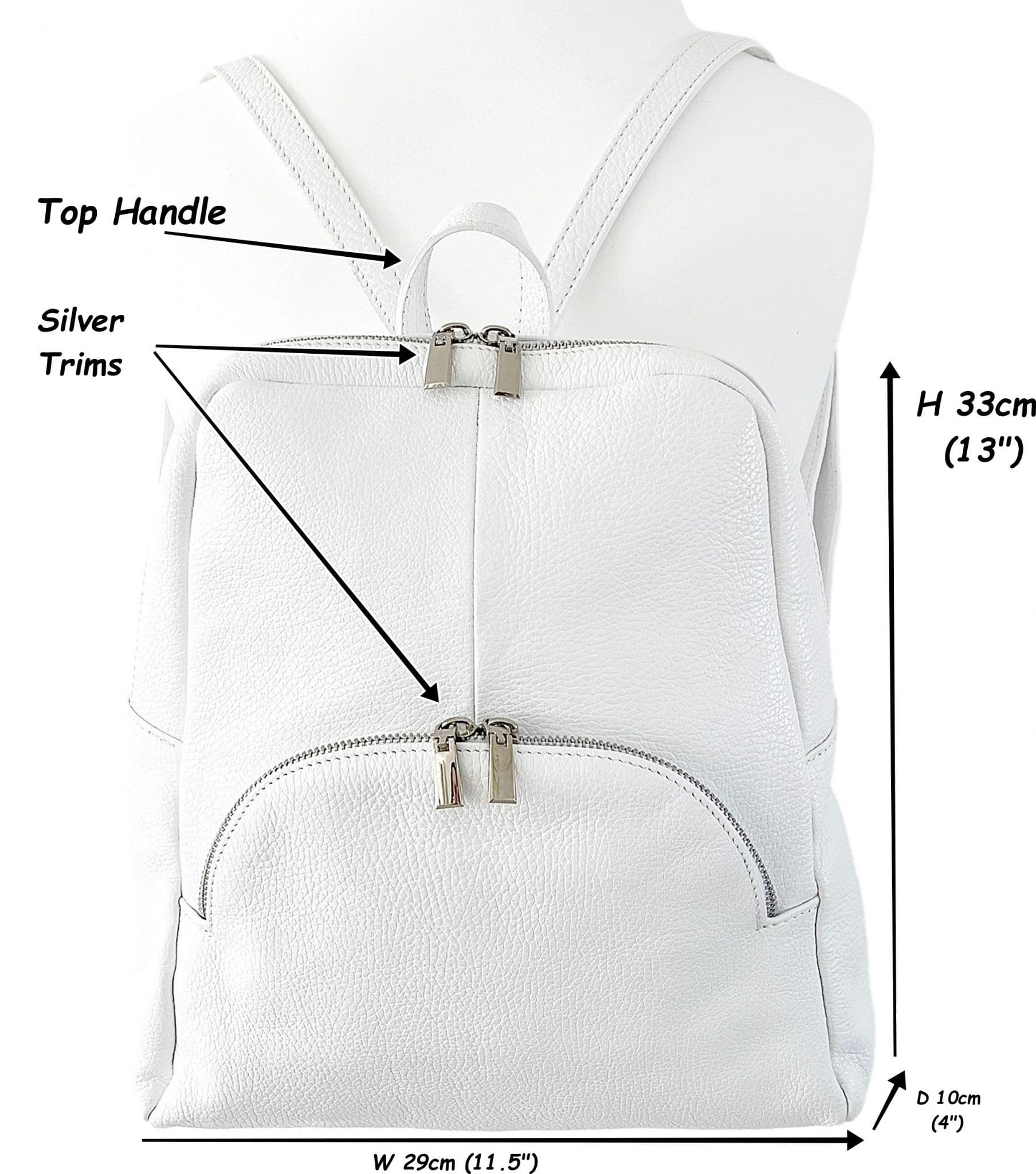 Soft Grained Italian Leather Rucksack Backpack Handmade Many Pockets & Compartments (Bright Colours)